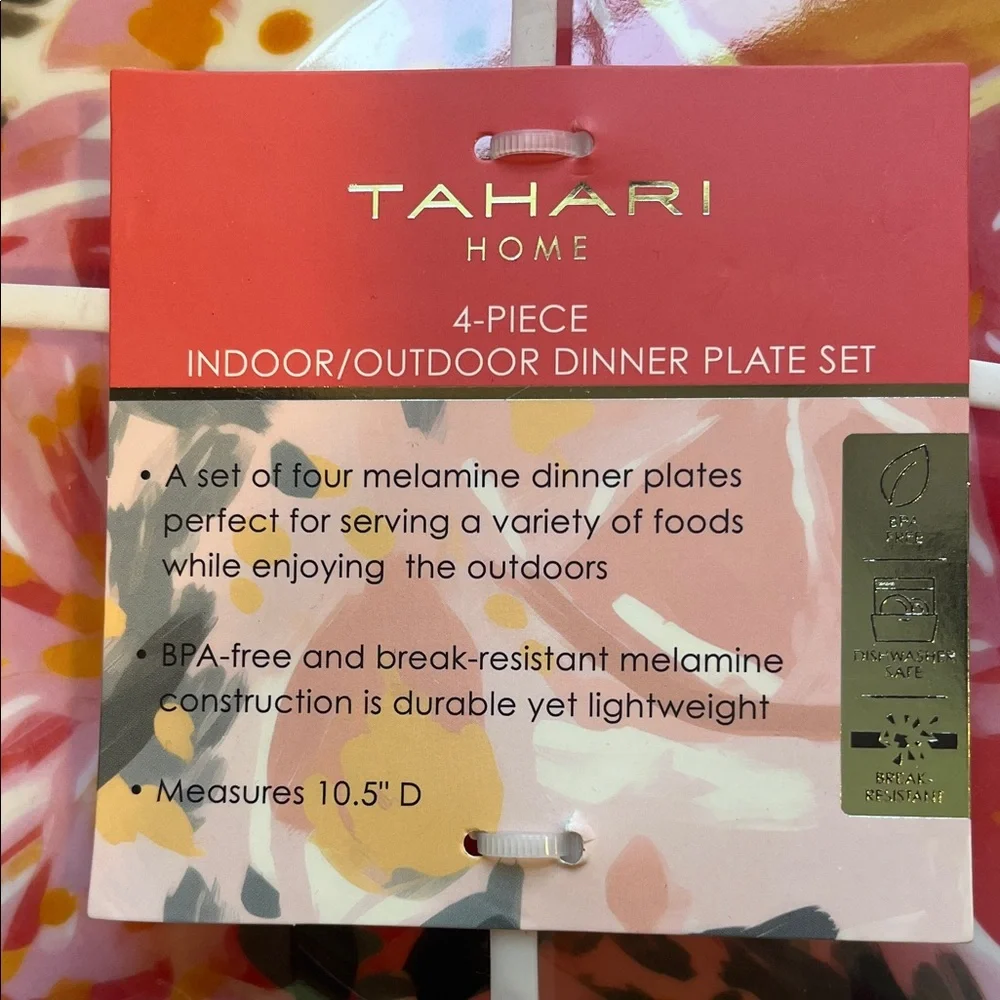 Tahari Home Pink and Orange Dinner Plate Set